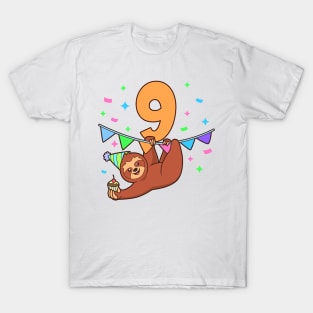 I am 9 with sloth - kids birthday 9 years old T-Shirt